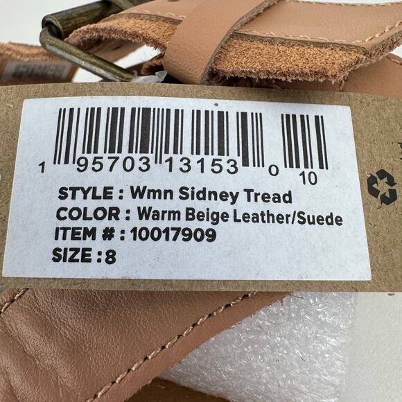 TOMS SIDNEY TREAD LEATHER ANKLE STRAP SANDALS IN WARM BEIGE NWT SIZE 8M - Picture 15 of 16